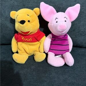 Disney Store Winnie the Pooh & Piglet Plush Set Small Classic Stuffed Animals